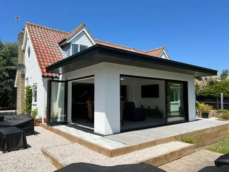 A modern kitchen extension, bringing a light and airy feel into the family living space: Swipe To View More Images